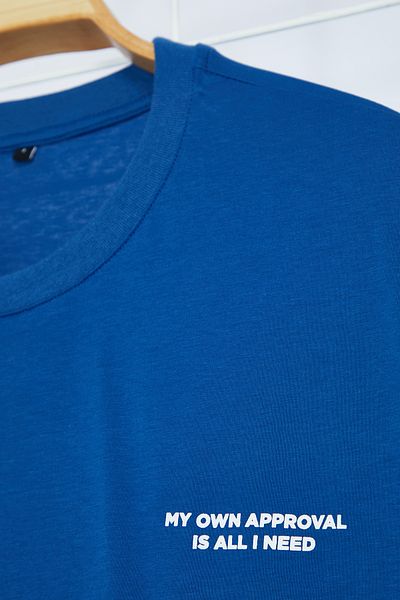 Trendyol Collection Indigo Printed Oversize Cotton T-Shirt - TMNSS24TS00014