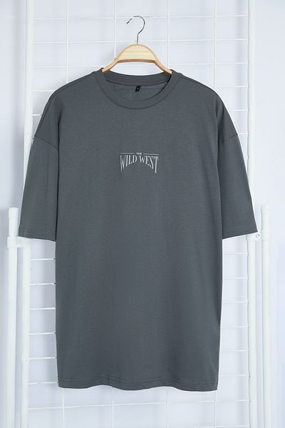 Trendyol Collection Μπλουζάκι με στάμπα σε χρώμα Anthracite - TMNSS24TS00003