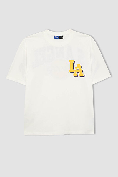 DeFacto Ανδρικό T-shirt Εκρού B3894ax/er105