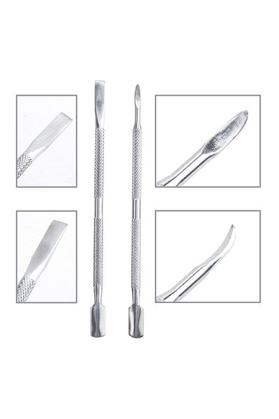 MERRYS Double Sided Stainless Steel Cuticle Pusher 2 Pieces