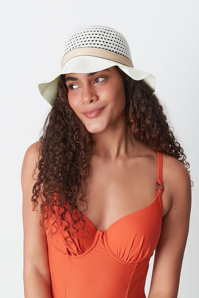 C&City Mercerisierter weißer Strandhut - T24740-14