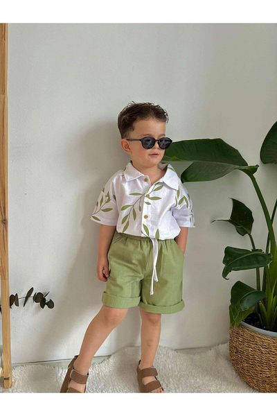 MİNİKO KİDS Linen Shorts Set - Boy's Shirt Model