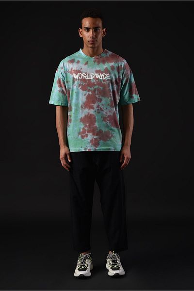 Rocqerx R-5650 Crew Neck Παγκόσμια στάμπα μπλουζάκι με γραβάτα