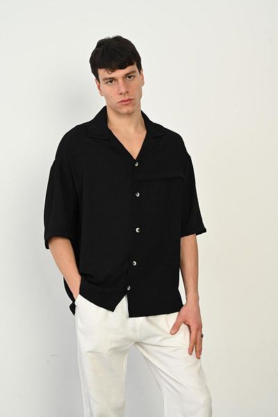 Rocqerx R-3960 Model Short Sleeve Shirt with Apache Collar and Front Placket