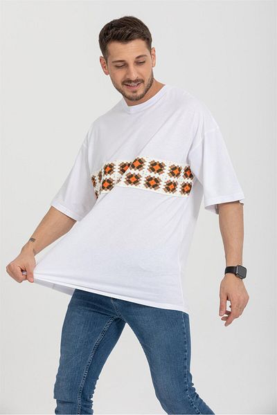 Rocqerx R-5730 Crew Neck Μπλουζάκι Oversize με λεπτομέρεια μπροστινού κεντήματος