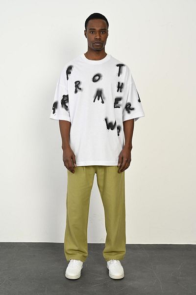 Rocqerx R-5759 Μπλουζάκι με στάμπα με γράμματα Oversize Single Jersey