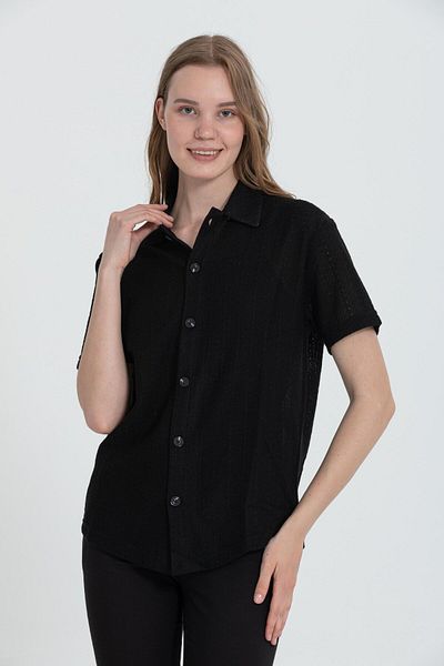 Rocqerx R-3926 Cămașă acrilică cu mânecă scurtă cu guler