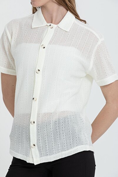 Rocqerx R-3926 Jacket Collar Short Sleeve Perforated Acrylic Shirt