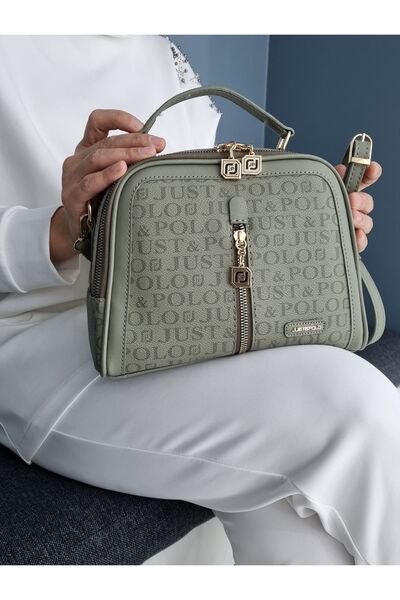 Just Polo Women's Green 4 Compartment Hand and Shoulder Bag