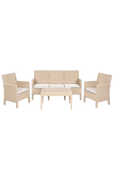 Rainbow Nova Plastik Üçlü Oturma Takımı Krem