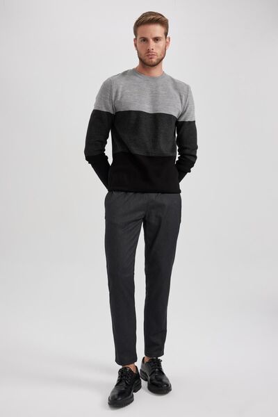 DeFacto Gabardine Jogger Pants with Lace-Up Waist Elastic Straight Leg Pockets A5741Ax23Au