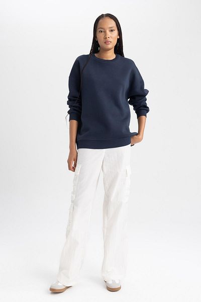 DeFacto Φούτερ Oversize Fit Crew Neck Thick Φούτερ Y1346az23wn