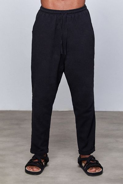 Dear Deer Linen Oversize Black Trousers