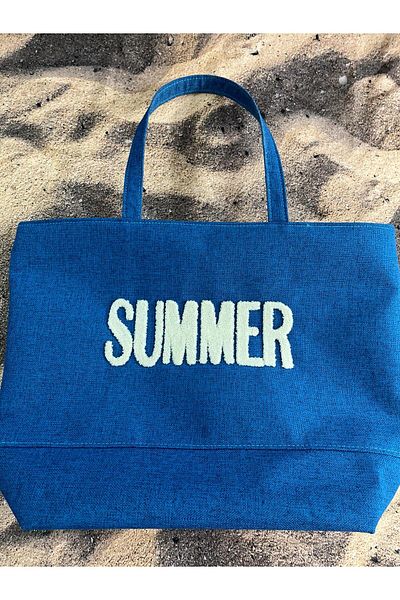 Miami Beach Large Size Zippered I.I Lined Summer Beach Bag