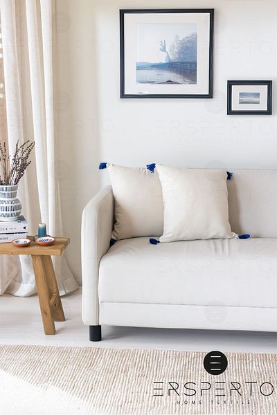 Ersperto Față de pernă decorativă cu ciucuri din in Otantica - 1 bucată 43x43cm