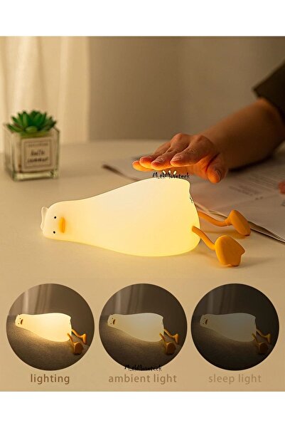 m.tk moveteck Çocuk Bebek Odası Gece Lambası Led Rgb Işıklı Sevimli Figürlü Renk Değiştiren Dokunmatik Silikon Pet