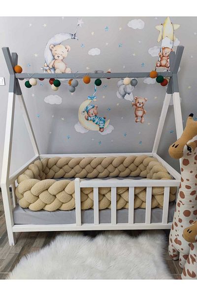 meleginisiklitoplari New Generation Plush with Protection Model - 360 CM, 4-Piece Knit, 60X120/70X110 for Crib