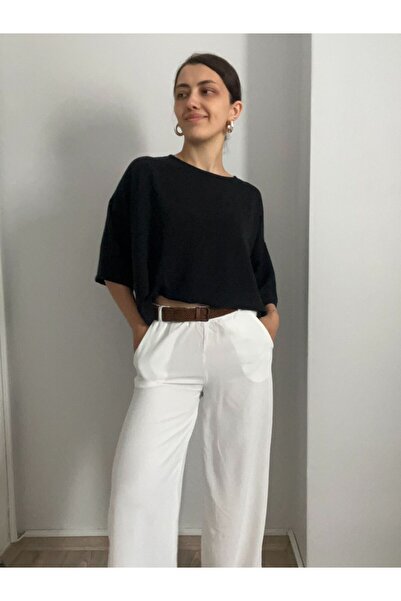 soBasic Білі широкі літні штани - на резинці, розмір L