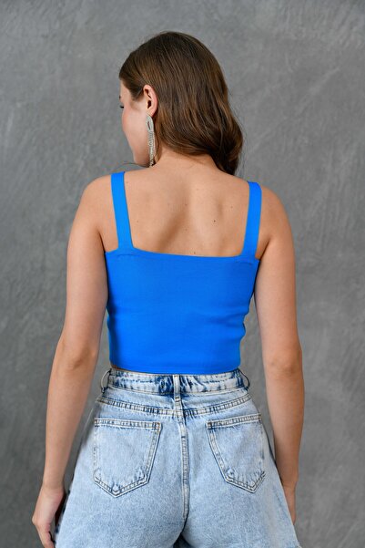 bayansepeti Stretchy Camisole Fabric - Strapless Collar Strap Crop Μπλούζα 8802