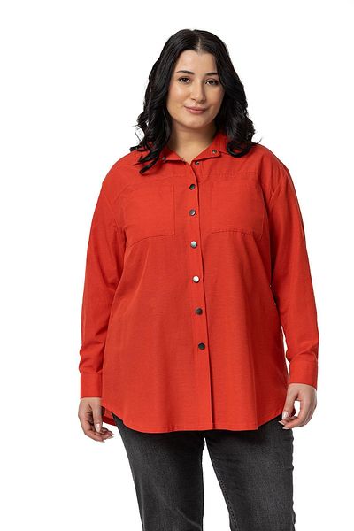 DISENTIS MODEST Red Large Size Shirt with Snap Closure and Plate Pocket