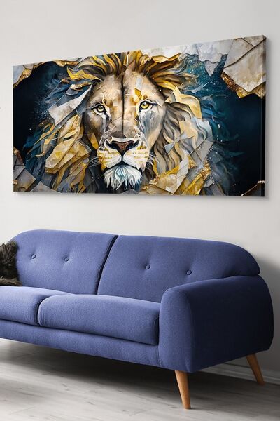 Evinemoda Fundal abstract cu cap de leu Pânză dintr-o bucată - Pictură pe pânză