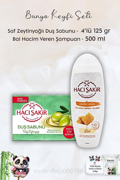 Hacı Şakir White Soap - Natural Pure, 4 x 200 gr, Honey Shampoo 500 ml and ROSIE