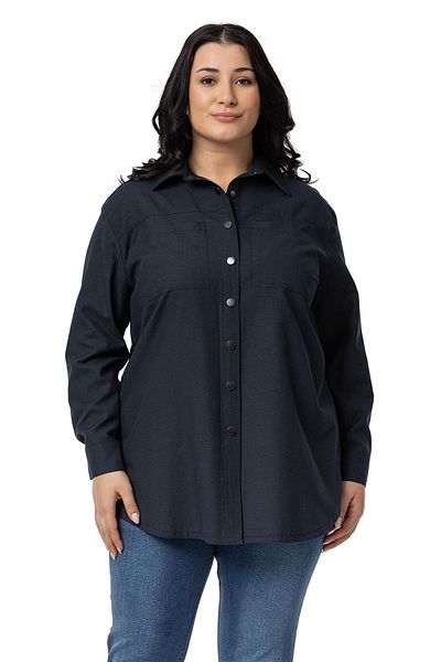 DISENTIS MODEST Cămașă cu plăci bleumarin - Plus Size cu buzunare și manșete