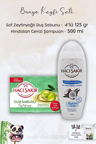 Hacı Şakir White Soap - 4 x 200 gr, Coconut Shampoo 500 ml and ROSIE