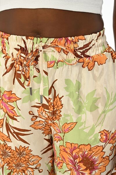 Orfeo Negro Άνετο εφαρμοστό γυναικείο φλοράλ στάμπα ελαστικό παντελόνι με φαρδύ πόδι