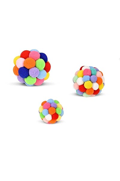 Valetto Ponponlu Ve Çıngıraklı Kedi Oyun Topu + Lazer Kedi Oyuncağı Egzersizi 1+1 7cm