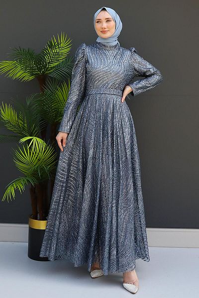 GİZ AGİYİM Σκούρο Γκρι Φόρεμα Hijab - Πρωτότυπο Σχέδιο