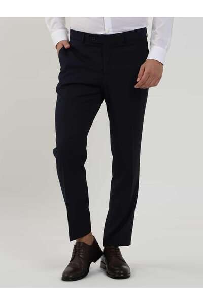 Dufy Ανδρικό κλασικό παντελόνι μπλε Navy Blue Regular Fit - 103944