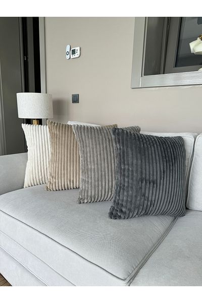 Karma Home Dark Beige Modern Striped Pillow Cushion Cover