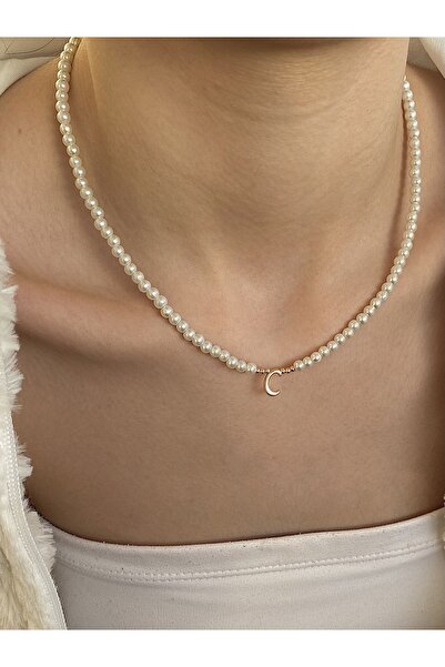 PSGT C Harf'li inci kadın gold kolye