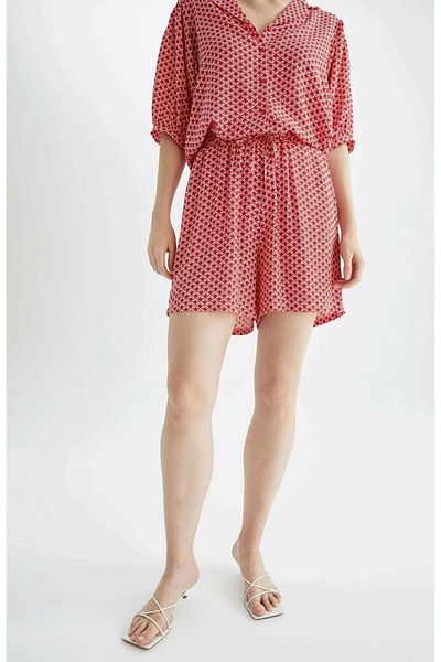 Kübra Tekstil High Waist Women's Bermuda Shorts - Lace-up
