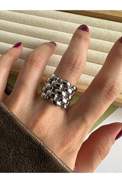ringbox Gümüş Renkli Hasır Örme Yüzük