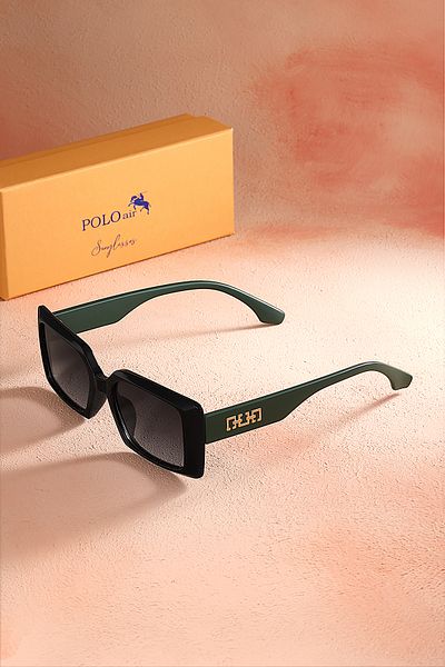 Polo Air نظارات شمسية مستطيلة باللون الأخضر - حماية من الأشعة فوق البنفسجية 400 PLG-2089C3