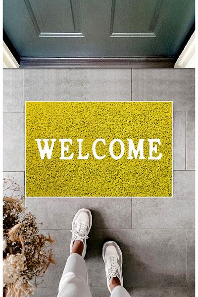 Royalte Yellow Color 50x70cm Sponge Free Door Mat Carpet Woven - Door Front Design