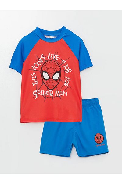 LC Waikiki LCW Baby Baby-Badeanzug mit Spiderman-Aufdruck und Rundhalsausschnitt
