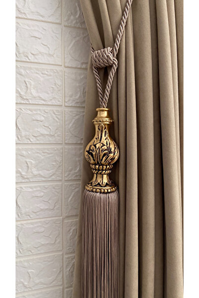 Helezoni Perde Aksesuarı Polyester Vazo Elegant Model  Püsküllü Braçol  Kornişe Takmatik 1 Adet