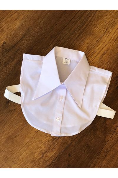mirach Guler de cămașă alb de dimensiuni mini - Guler confortabil pentru gât, fără mâneci și elastic subțire, model U