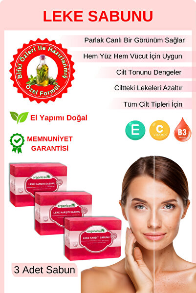 Organicsun Doğal Leke Karşıtı Sabun 140 Gr x 3 Adet Tüm Cilt Tipleri İçin Cil...