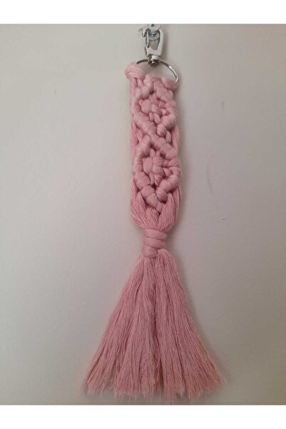 Pembe Renk Makrome El Örgüsü Hediye Anahtarlık En:3Cm Boy:17Cm