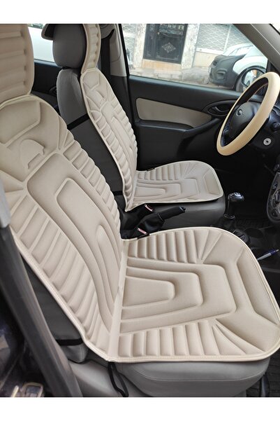 REPLAX 2,li Oto Koltuk Kılıfı Minder Alkantra Kumaş Bej Renk Slikon Direksiyon Kılıfı