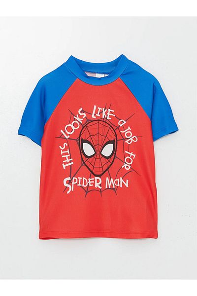 LC Waikiki LCW Baby Baby-Badeanzug mit Spiderman-Aufdruck und Rundhalsausschnitt