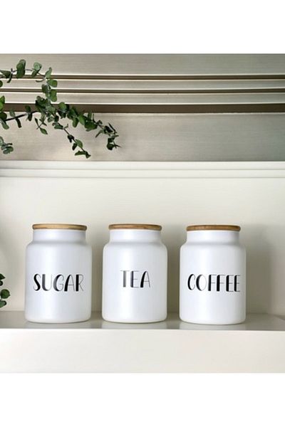 Pembelia Life 3-Piece Bamboo Lid 800 ml Tea/Candy/Coffee Storage Jar Tea Sugar Coffee
