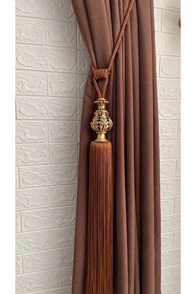 Helezoni Perde Aksesuarı Polyester Vazo Şah Model  Püsküllü Braçol  Kornişe Takmatik 1 Adet