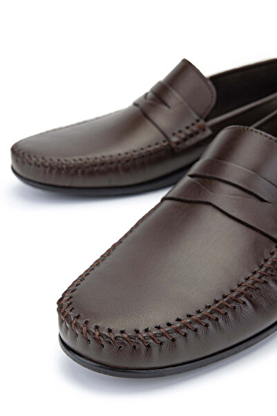 Tamer Tanca Erkek Hakiki Deri Kahverengi Loafer Ayakkabı