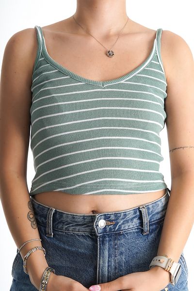 Moda Değirmeni قميص داخلي نسائي مضلع بلون النعناع - مخطط، بحزام BG1191-325-0001