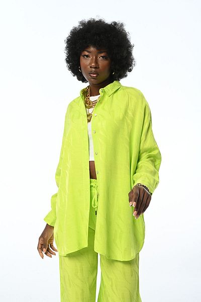 Orfeo Negro Cămașă oversize de damă cu model color lemon